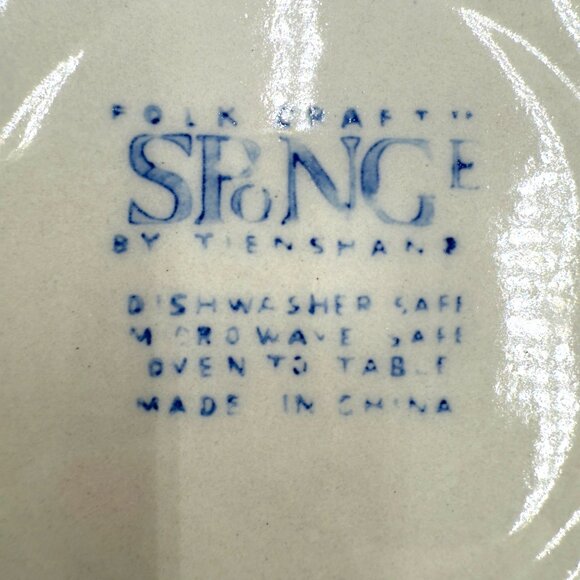 Folk Craft Spongeware by Tienshan Blue Mixing Bowl Chicken Speckle Stoneware - Picture 2 of 6